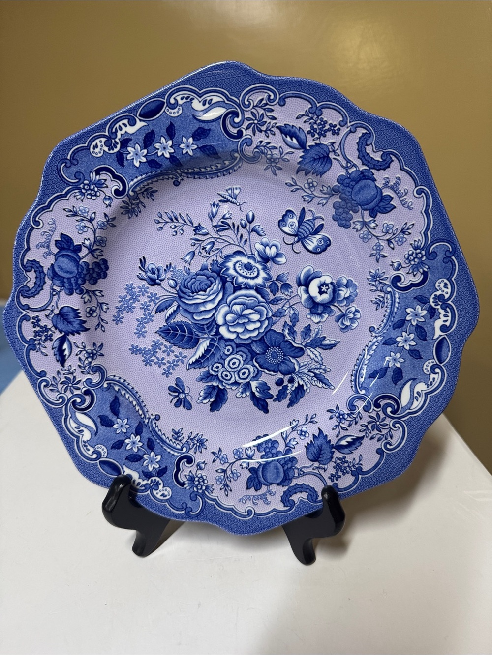 Spode Archive Collection Blue Rose 9.75" Plate Blue Lilac Floral England